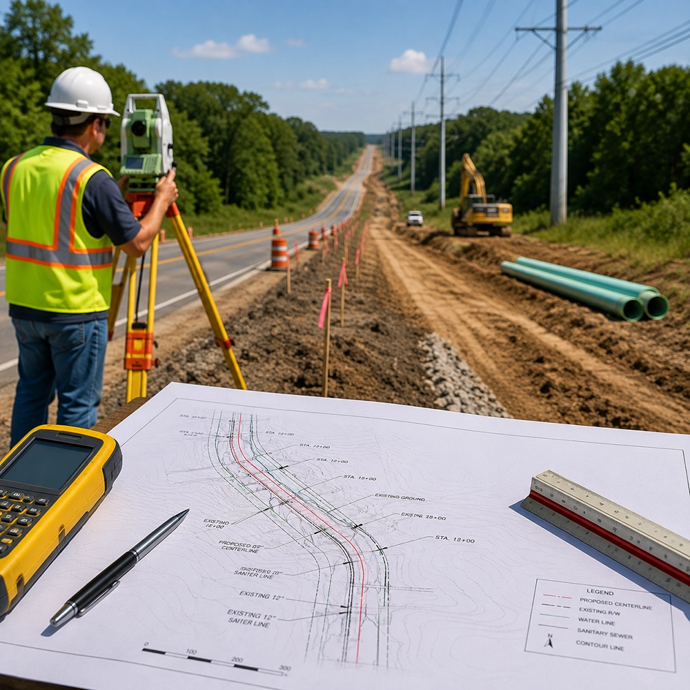 Roadside Surveying and Construction Corridor Route Survey