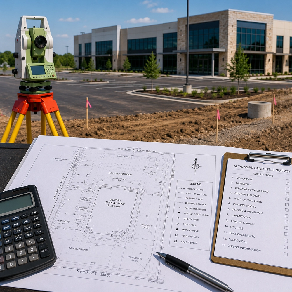 Survey Blueprint at a Construction Site ALTA land survey